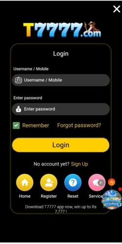 login t7777 Game apk